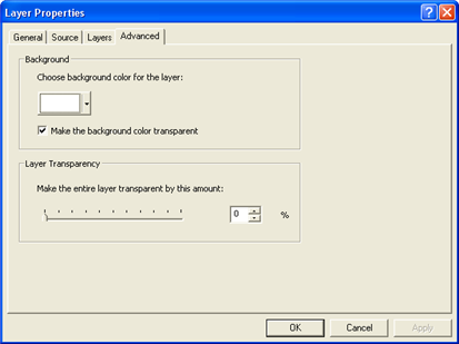The Avdanced tab for the WMS service properties